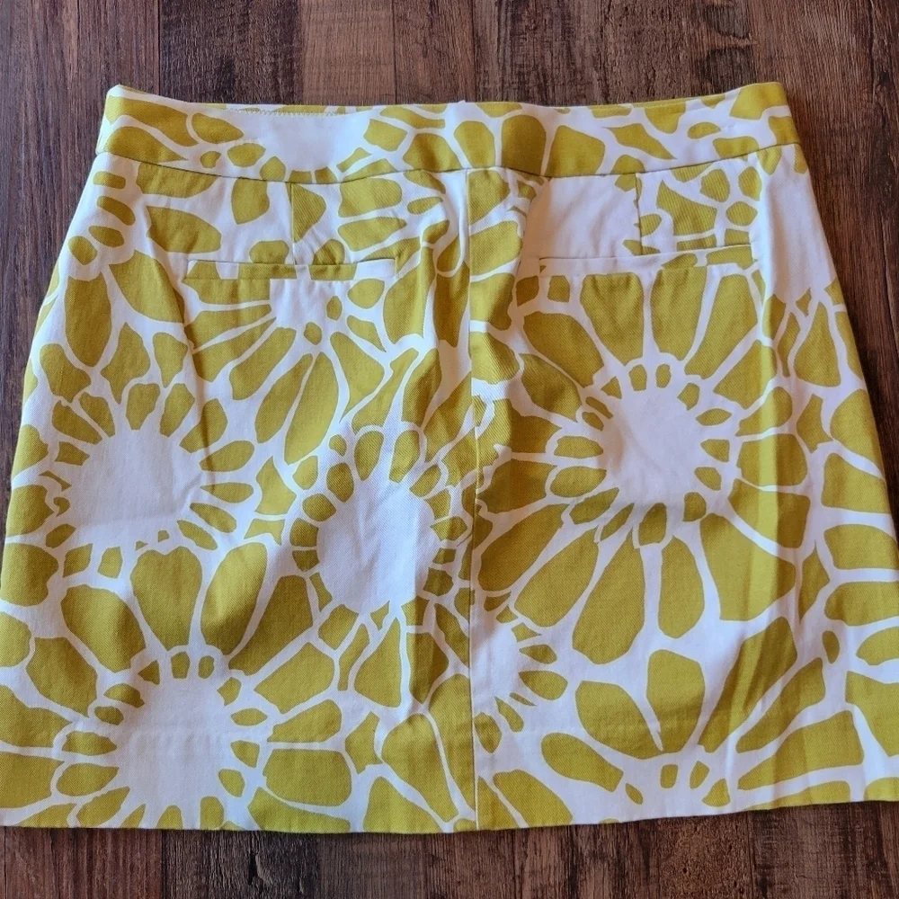 J Crew Floral Yellow White Skirt